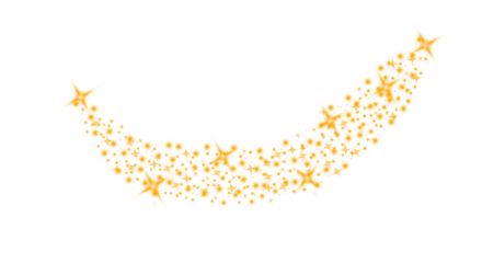 Magical Golden Sparkle and Star Trail Vector Graphic Isolated on White Background