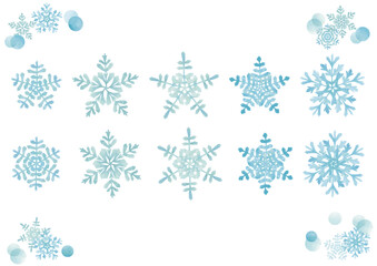 水彩風 雪の結晶セット Winter Series:Watercolor snowflake set