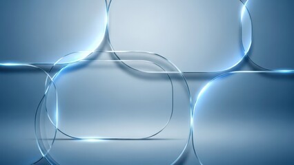 Modern Transparent Glass Pods Background with Glowing Blue Edges for UI and Tech Concept