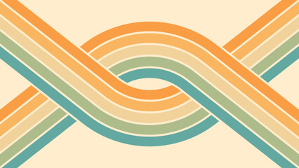 Abstract background of rainbow groovy Wavy Line design in 1970s Hippie Retro style. Vector pattern ready to use for cloth, textile, wrap and other.