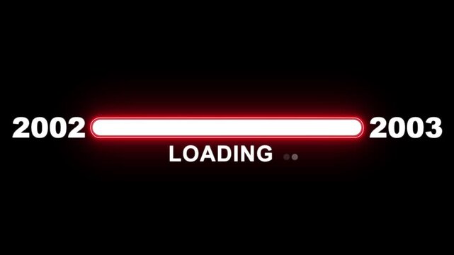 New year 2003 loading bar animation Year changing from 2002 to 2003. Loading bar from 2002 to 2003 new year transfer animation. Advance happy new year, annual plan, growth strategy, business planning.