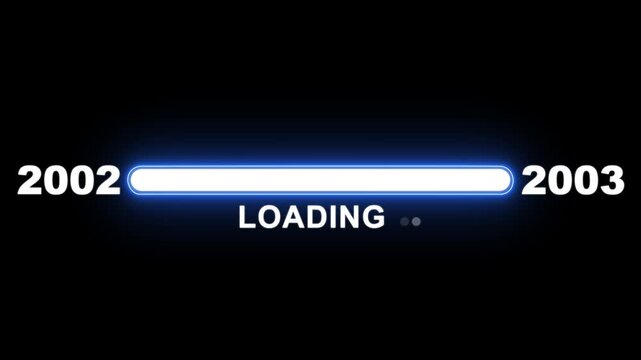 New year 2003 loading bar animation Year changing from 2002 to 2003. Loading bar from 2002 to 2003 new year transfer animation. Advance happy new year, annual plan, growth strategy, business planning.