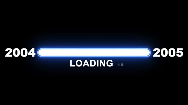 New year 2005 loading bar animation Year changing from 2004 to 2005. Loading bar from 2004 to 2005 new year transfer animation. Advance happy new year, annual plan, growth strategy, business planning.