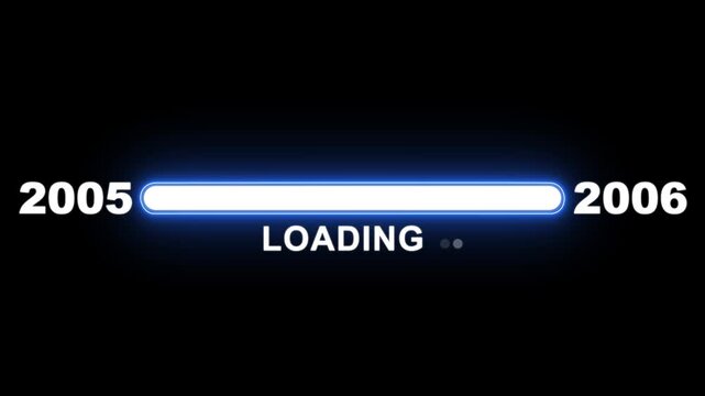 New year 2006 loading bar animation Year changing from 2005 to 2006. Loading bar from 2005 to 2006 new year transfer animation. Advance happy new year, annual plan, growth strategy, business planning.