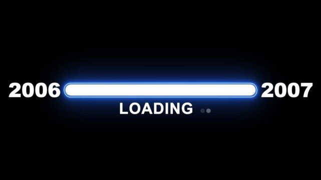 New year 2007 loading bar animation Year changing from 2006 to 2007. Loading bar from 2006 to 2007 new year transfer animation. Advance happy new year, annual plan, growth strategy, business planning.