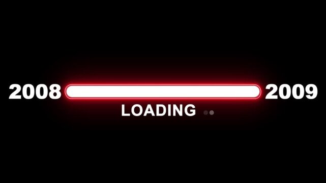New year 2009 loading bar animation Year changing from 2008 to 2009. Loading bar from 2008 to 2009 new year transfer animation. Advance happy new year, annual plan, growth strategy, business planning.
