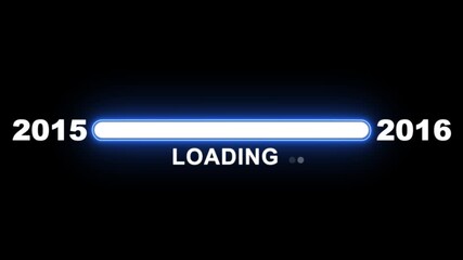 New year 2016 loading bar animation Year changing from 2015 to 2016. Loading bar from 2015 to 2016 new year transfer animation. Advance happy new year, annual plan, growth strategy, business planning.