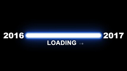 New year 2017 loading bar animation Year changing from 2016 to 2017. Loading bar from 2016 to 2017 new year transfer animation. Advance happy new year, annual plan, growth strategy, business planning.