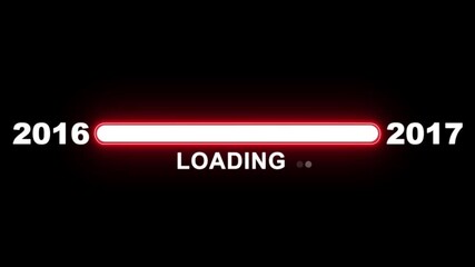 New year 2017 loading bar animation Year changing from 2016 to 2017. Loading bar from 2016 to 2017 new year transfer animation. Advance happy new year, annual plan, growth strategy, business planning.