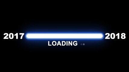 New year 2018 loading bar animation Year changing from 2017 to 2018. Loading bar from 2017 to 2018 new year transfer animation. Advance happy new year, annual plan, growth strategy, business planning.