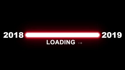New year 2019 loading bar animation Year changing from 2018 to 2019. Loading bar from 2018 to 2019 new year transfer animation. Advance happy new year, annual plan, growth strategy, business planning.