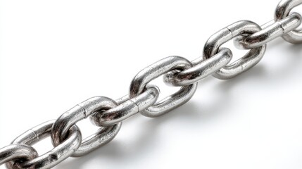 Obraz premium Studio-lit chain jewelry element on white background with crisp metallic texture