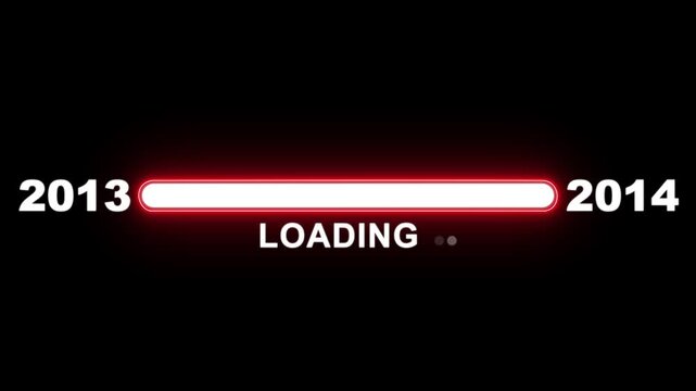 New year 2014 loading bar animation Year changing from 2013 to 2014. Loading bar from 2013 to 2014 new year transfer animation. Advance happy new year, annual plan, growth strategy, business planning.
