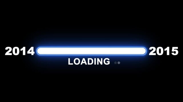 New year 2015 loading bar animation Year changing from 2014 to 2015. Loading bar from 2014 to 2015 new year transfer animation. Advance happy new year, annual plan, growth strategy, business planning.