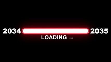 New year 2035 loading bar animation Year changing from 2034 to 2035. Loading bar from 2034 to 2035 new year transfer animation. Advance happy new year, annual plan, growth strategy, business planning.