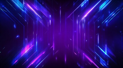 Futuristic Neon Corridor with Purple and Blue Lights