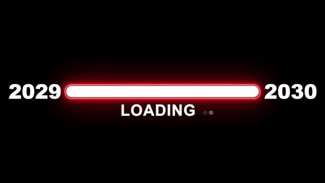 New year 2030 loading bar animation Year changing from 2029 to 2030. Loading bar from 2029 to 2030 new year transfer animation. Advance happy new year, annual plan, growth strategy, business planning.