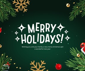 Green and White Modern Christmas Greetings Facebook Post - 1