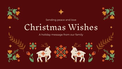 christmas greeting card with deer