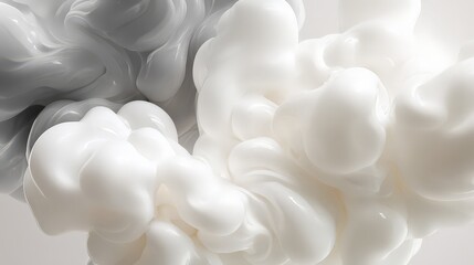 The way the forms mix and swirl produces a sense of dynamic movement and texture, while the dramatic lighting emphasizes the glossy accents.