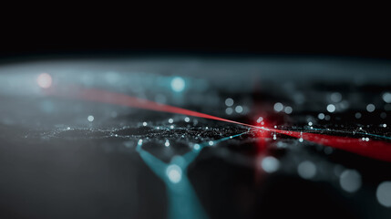 A captivating shot of glowing network connections, data flow lines, and digital technology that reflects the complexity of the information age.