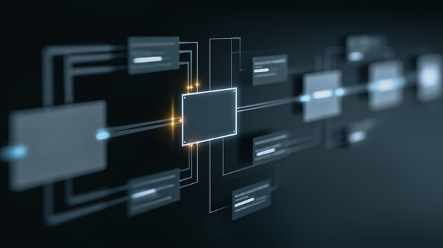 An abstract representation of a complex and intricate technological network, with interconnected nodes and lines. - Powered by Adobe