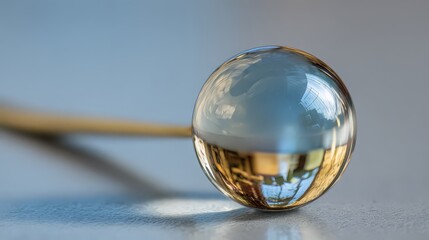 A crystal ball on the table.