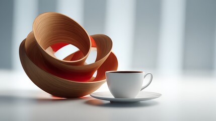 A white ceramic cup and saucer.