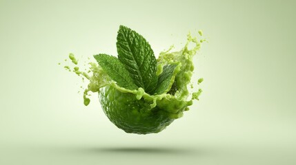 Fresh mint leaves and a mint splash.