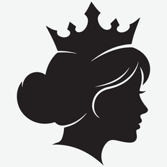 silhouette of a woman Queen Head Silhouette - Royal Crown Profile
