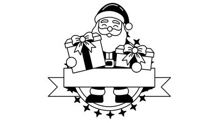Santa Claus holding gifts and banner for Christmas