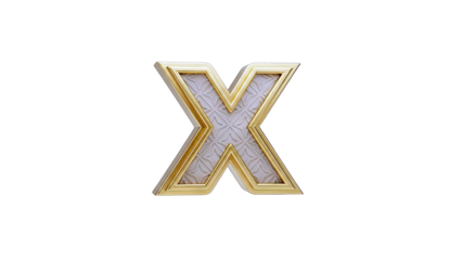 Golden Letter X Isolated on White Background