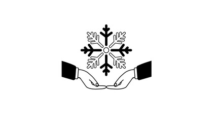 Hands cradling a large snowflake with care and precision