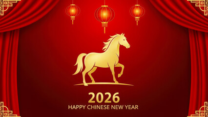 Happy chinese new year 2026 with golden horse