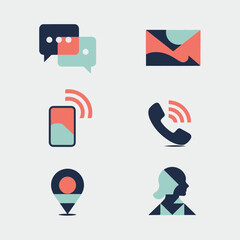 Modern Abstract Communication Icon Set with Geometric Shapes and Minimalist Vector Design.