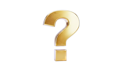 Golden Question Mark on White Background