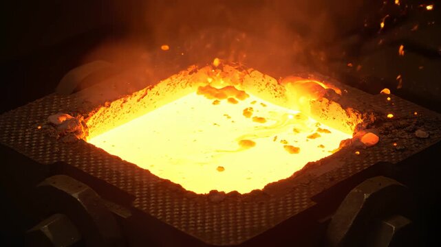 molten metal pouring into mold