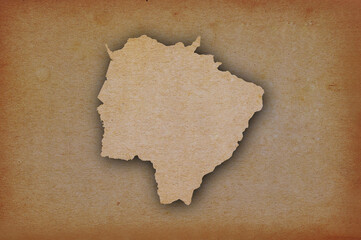 Map of Mato Grosso do Sul on grunge paper