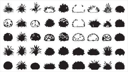 Architectural grass linework set silhouettes, sections, and turf details for CAD drawings. © Utpol