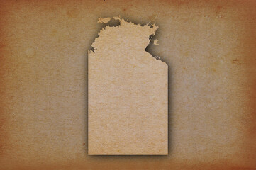 Map of Northern Territory on grunge paper