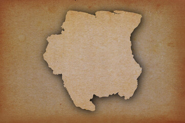 Map of Suriname on grunge paper