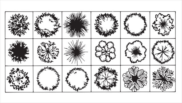 Architectural grass linework set silhouettes, sections, and turf details for CAD drawings.