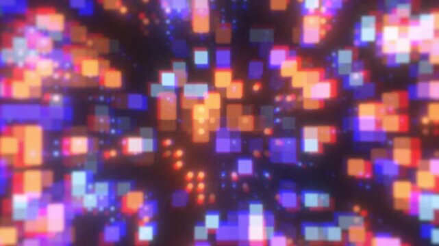 Abstract colorful pixel-style floating blocks