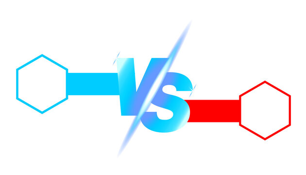 Versus bold fighting, competition design blue and red neon design, v s, comparison vector illustration on transparent background.