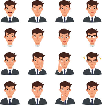 Pixel Art Businessman Expressing Various Emotions With Subtle Lighting