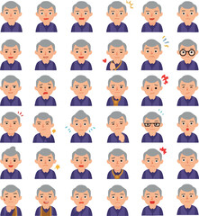 Pixel Art Man Faces Expressing Emotions Minimalist Flat Design