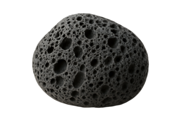 Porous volcanic pumice stone featuring natural holes and rough texture Isolated on a Transparent Background