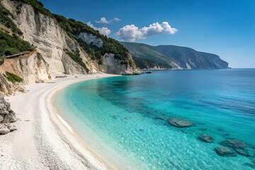 Obraz premium Albanian Riviera Albania seaside landscape beach travel tourism promotion Mediterranean summer escape scenic coast