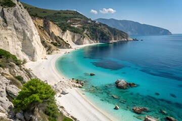 Fototapeta premium Albanian Riviera Albania beach coast sea travel inspiration tourism advertising summer getaway Mediterranean landscape outdoor paradise