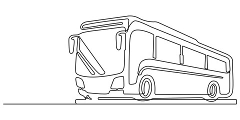 Continuous one line drawing bus transportation concept. Doodle vector illustration. © ANJALI